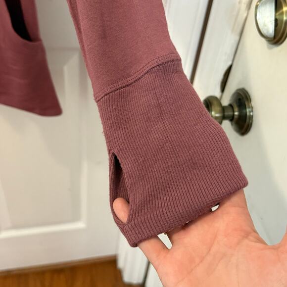 Athleta Pranayama Wrap Long Line Cardigan Medium Tawny Rose Mauve Lounge Cozy - Picture 11 of 13